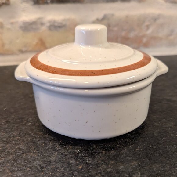 Autumn Collection Stoneware Sugar Bowl Lid Handles Specks w Brown Accent Japan - Picture 3 of 9